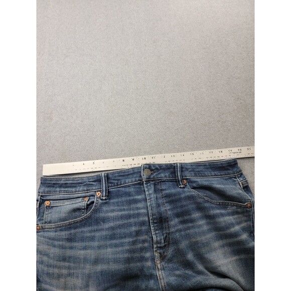 American Eagle Jeans Mens 36x36 (38x34) Athletic Straight Blue Mid Rise Stretch - Picture 5 of 14